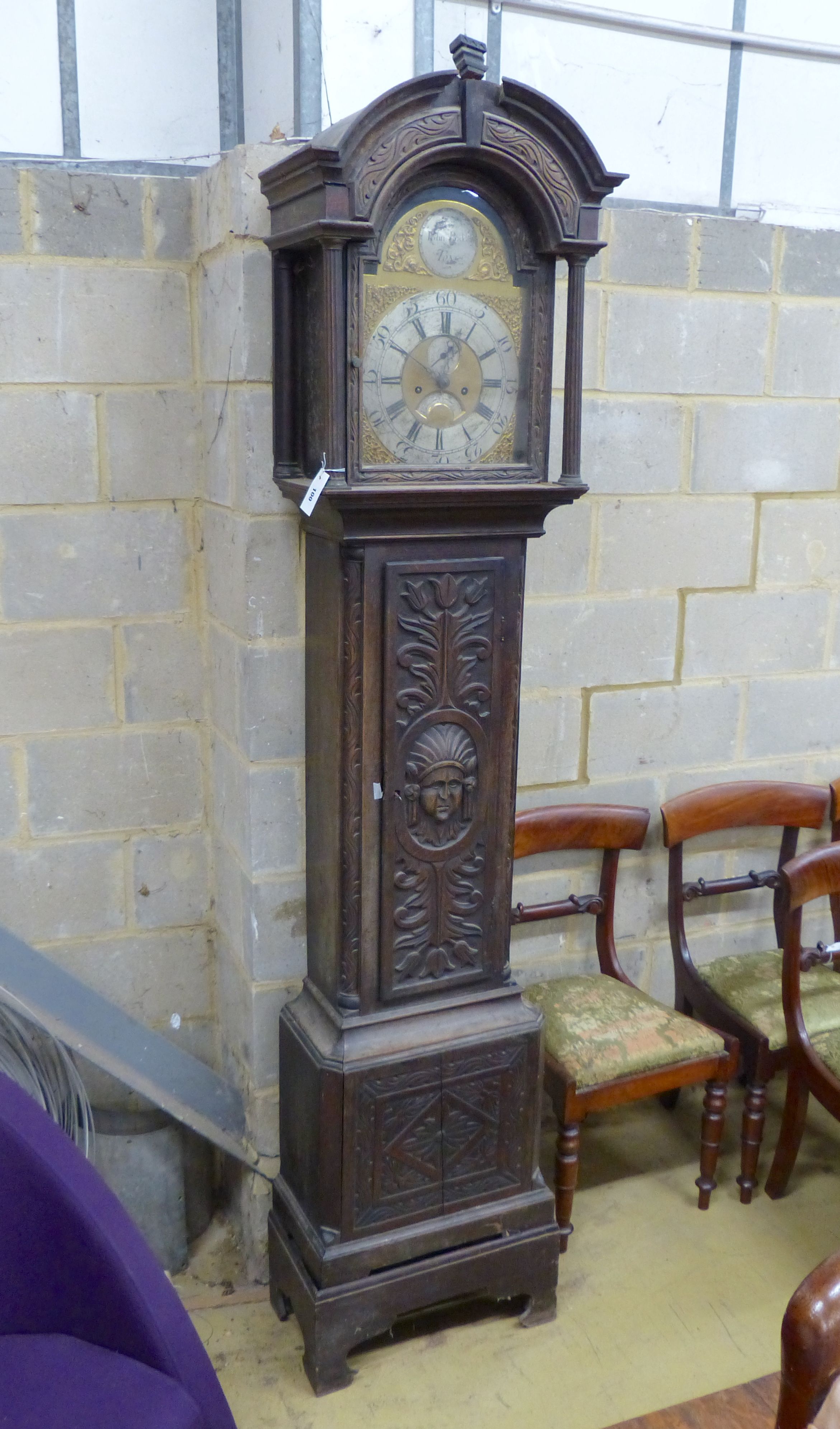 John Badely of Tong. A George III carved oak eight day longcase clock, height 228cm